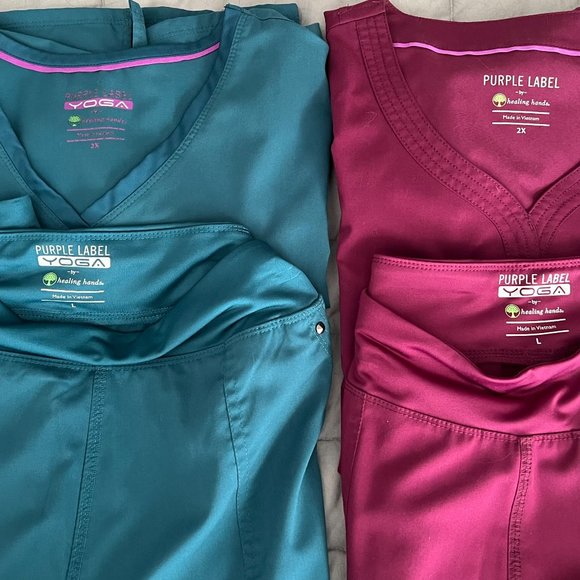 2 Sets of Women's Purple Label by Healing Hands Scrubs - Picture 1 of 3